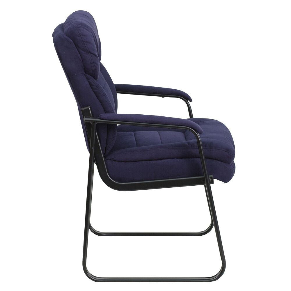 Flash Furniture navy Microfiber Executive Side Reception Chair With Sled Base