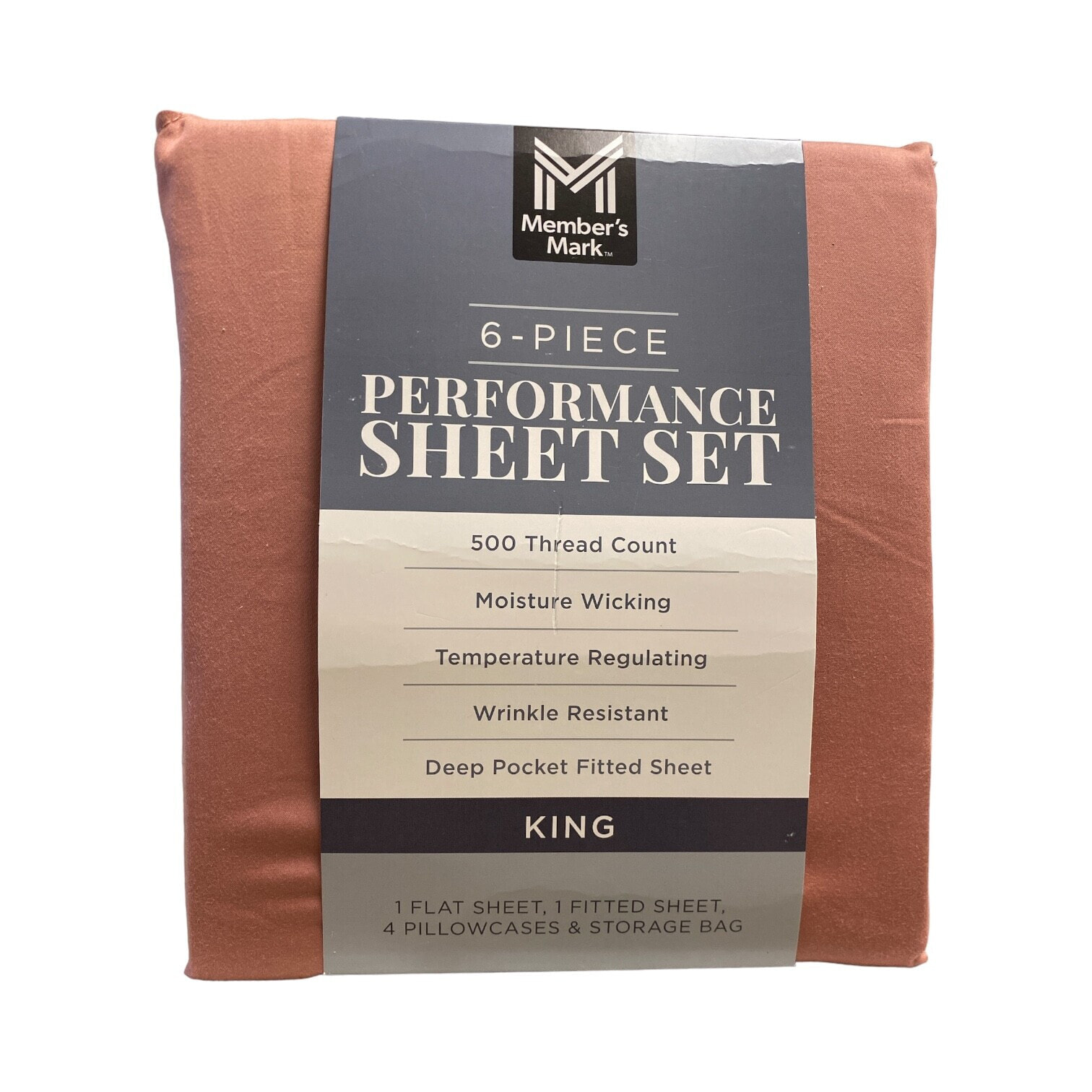 Member's Mark 500 Thread-Count Performance Solid Sheet Set, 6 Piece