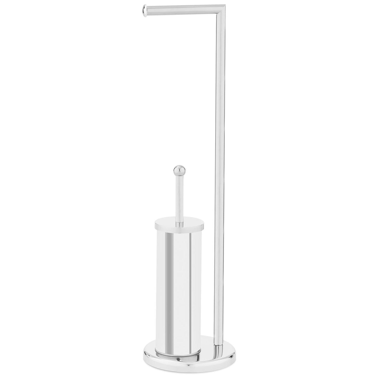 Toilet roll holder with a brush for free-standing toilet floor STEEL