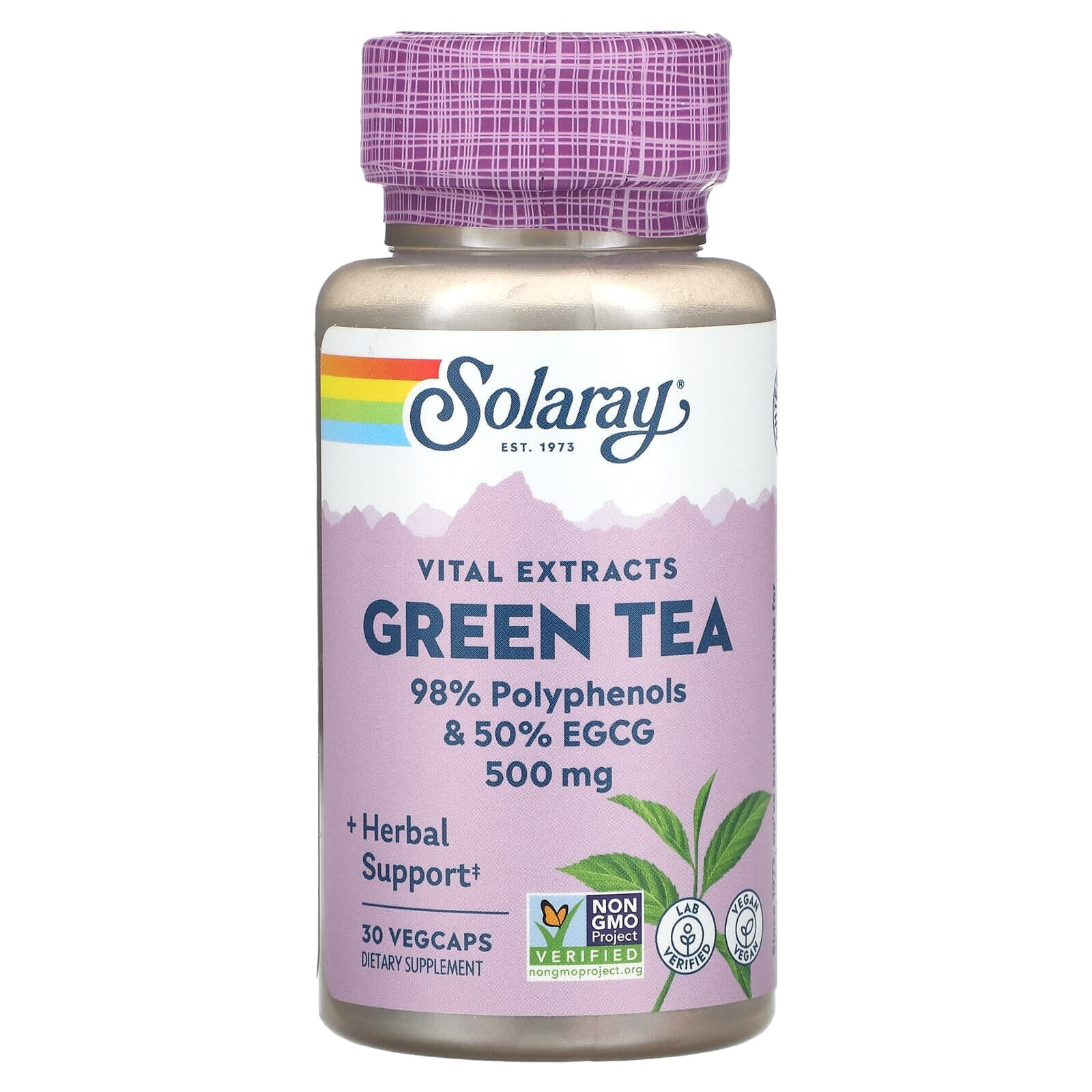 Solaray, Vital Extracts, зеленый чай, 500 мг, 30 растительных капсул