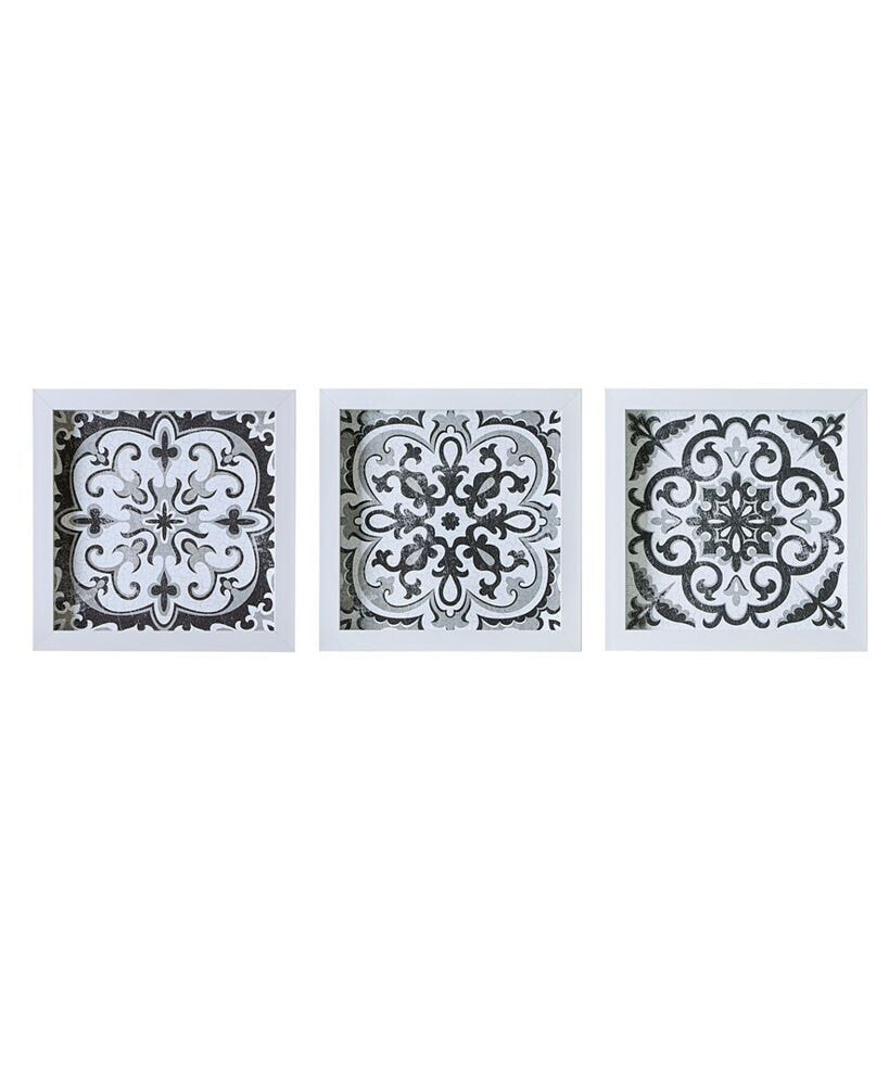 Madison Park montage Printed Distressed Tile Pattern Decorative Box Wall Art 3 Piece Set, 14
