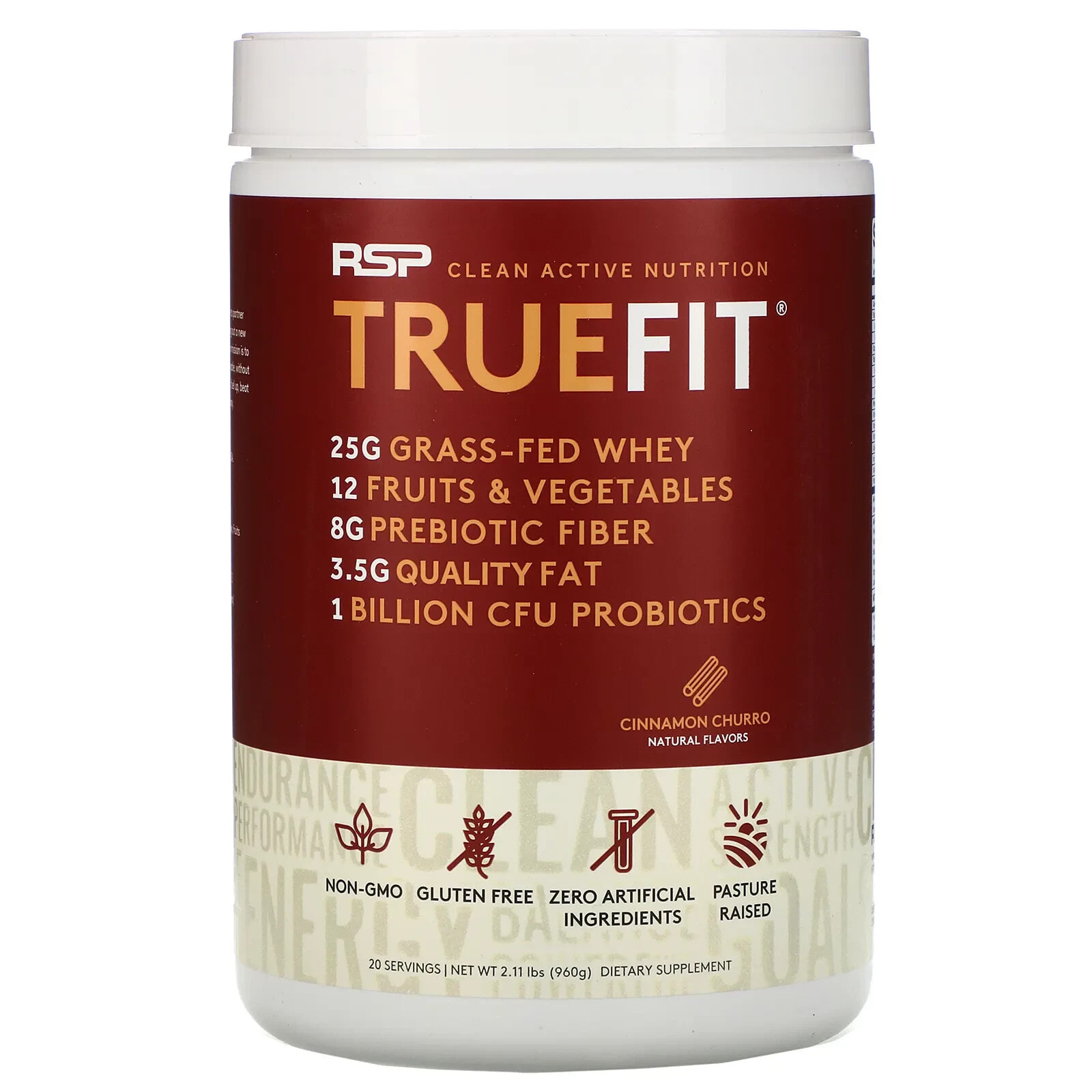 TrueFit, Grass-Fed Protein Powder Drink Mix with Fruits & Veggies, Vanilla, 4.23 lbs (1,920 g)