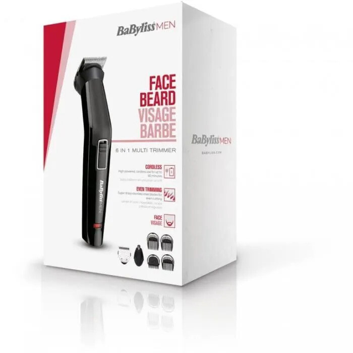 BABYLISS MT725E - 6 in 1 multifunction trimmer - Cordless - 60 minutes autonomy - 2 interchangeable accessories - Washable heads