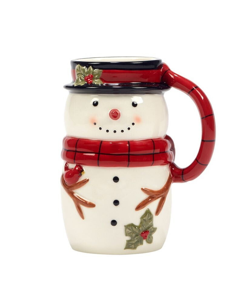 Certified International joy of Christmas 18 oz 3-D Snowman Mugs Set of 4, Service for 4