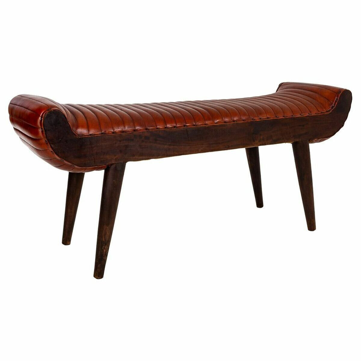 Bench Alexandra House Living Leather Mango wood 51 x 38 x 125 cm