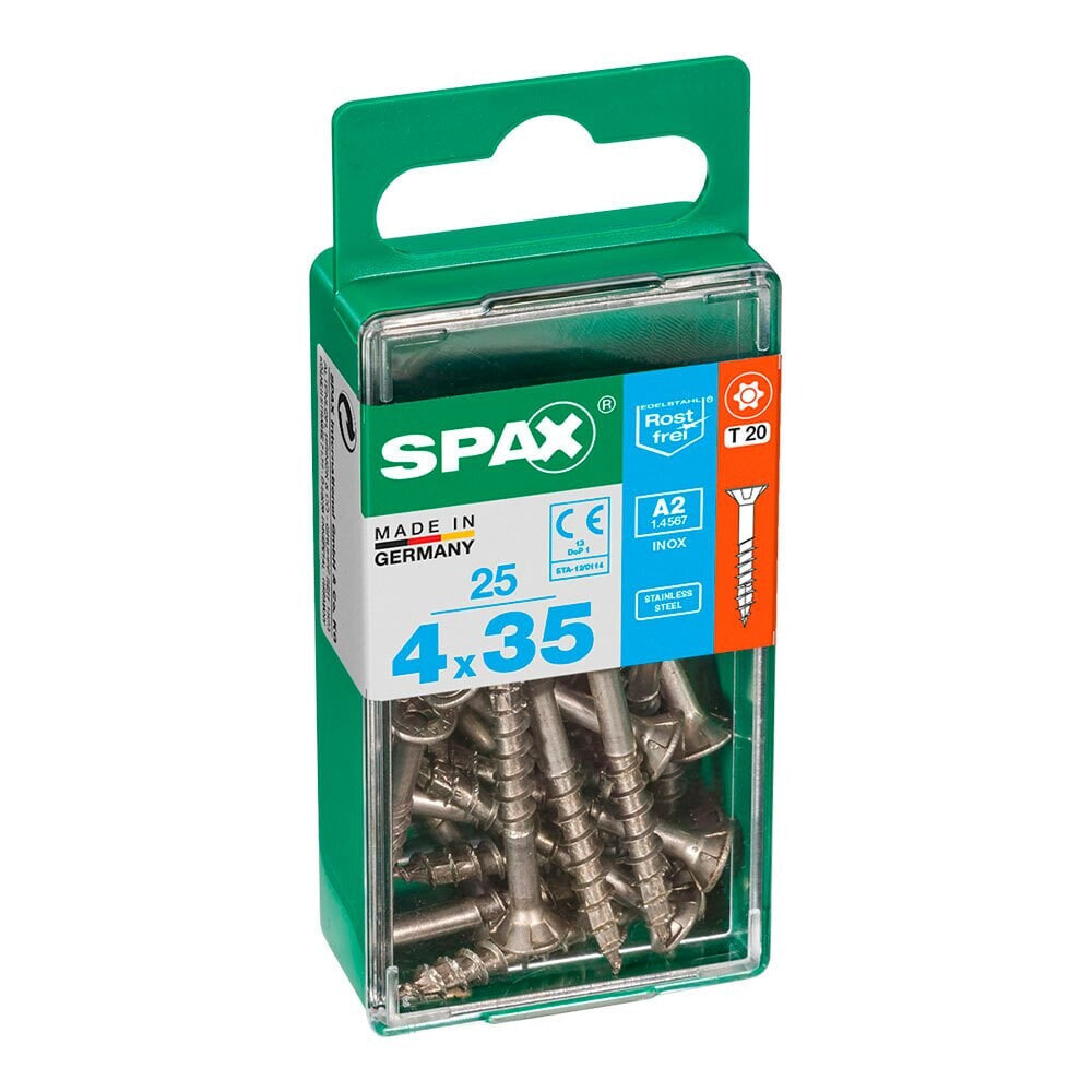 SPAX A2 Inox 4.0x35 mm Flat Head Wood Screw 25 Units