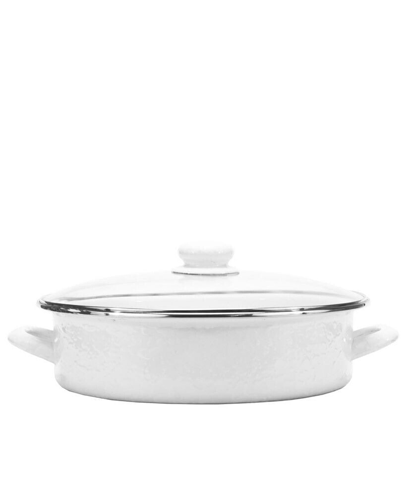 Solid White Enamelware Collection 8 Quart Saute Pan