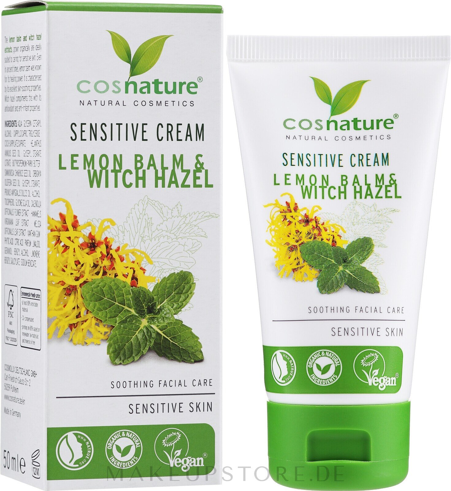 Gesichtscreme für empfindliche Haut mit Melisse und Hamamelis - Cosnature Melisa Bio Sensitive Cream