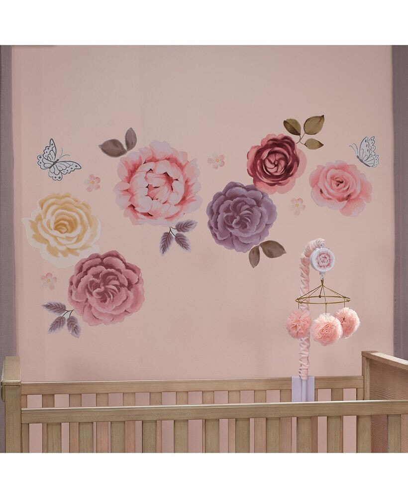 Lambs & Ivy secret Garden Large Pink Flowers/Butterflies Wall Decals/Stickers