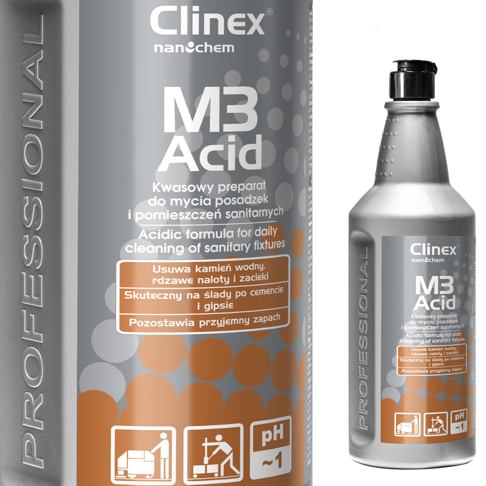 Concentrated acidic liquid for washing bathrooms, sanitary rooms CLINEX M3 Acid 1L