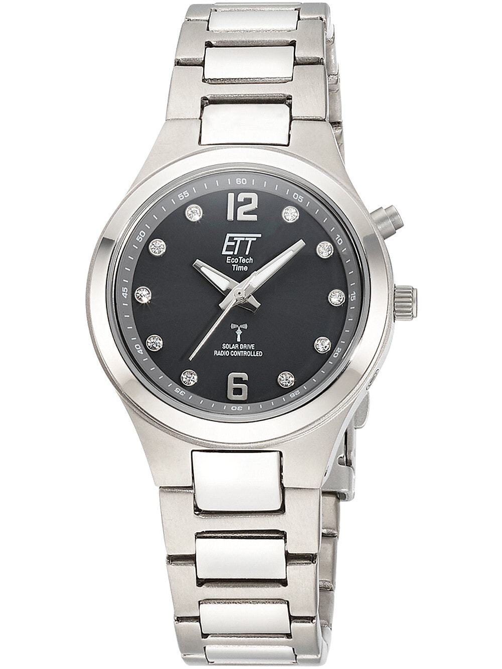 Женские наручные кварцевые часы ETT Eco Tech Time титановый ремешок. Водонепроницаемость-5 АТМ. Прочное, минеральное стекло. Циферблат декорирован цирконием.
