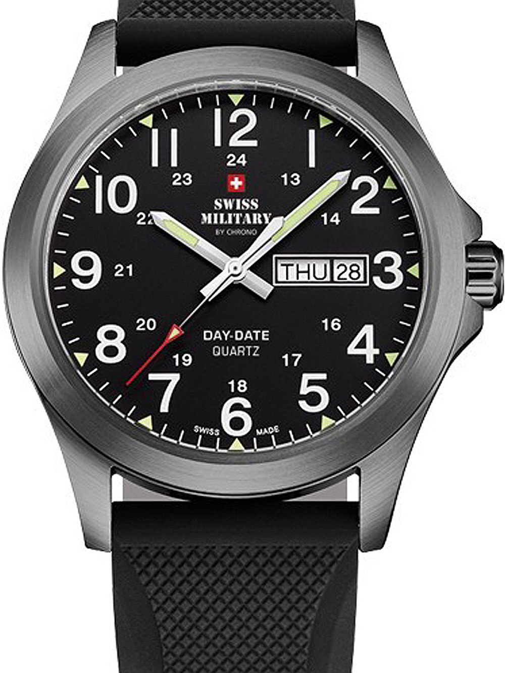 Мужские наручные часы с черным силиконовым ремешком Swiss Military SMP36040.20 Mens 42mm 5ATM