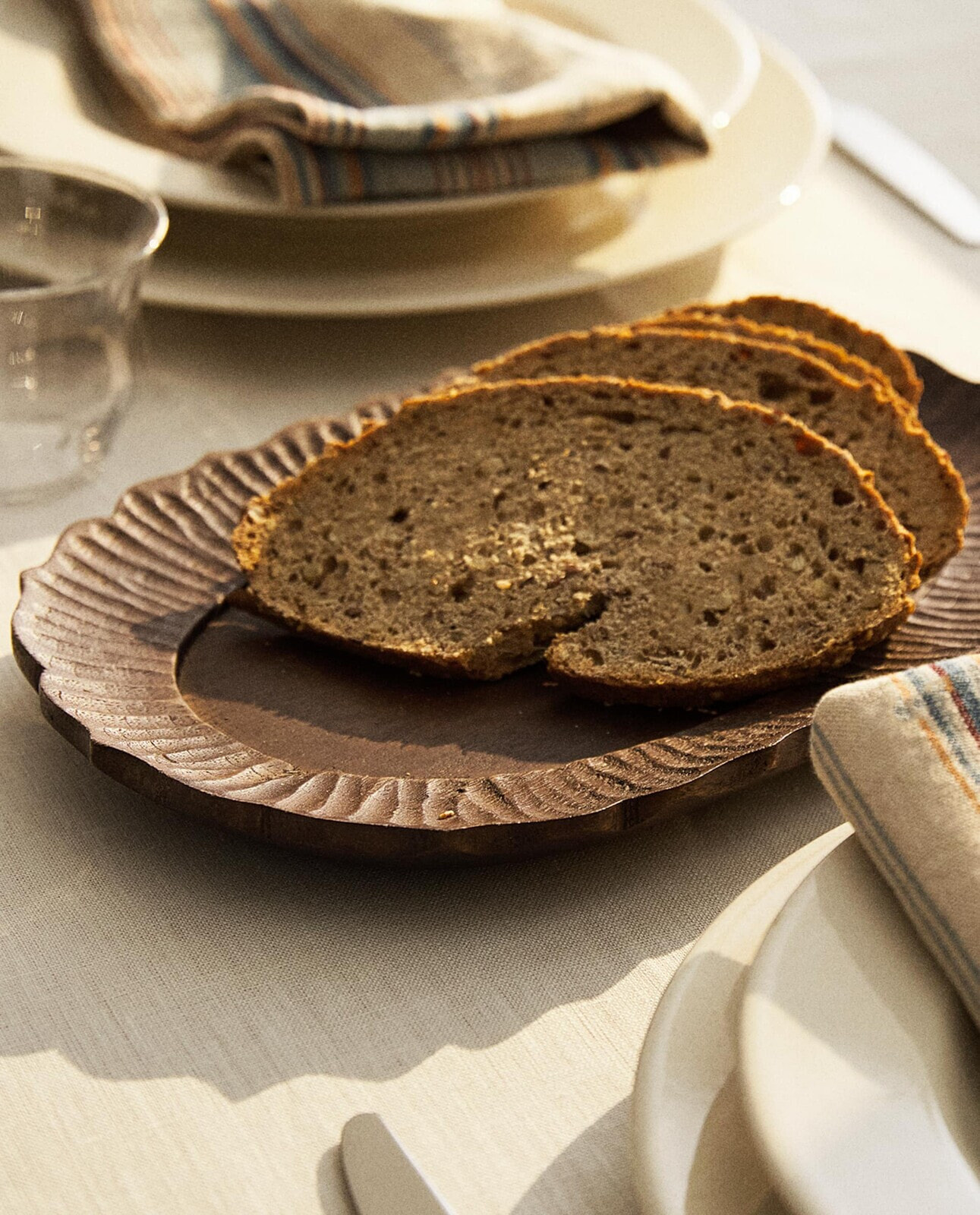 Decorative engraved wooden tray