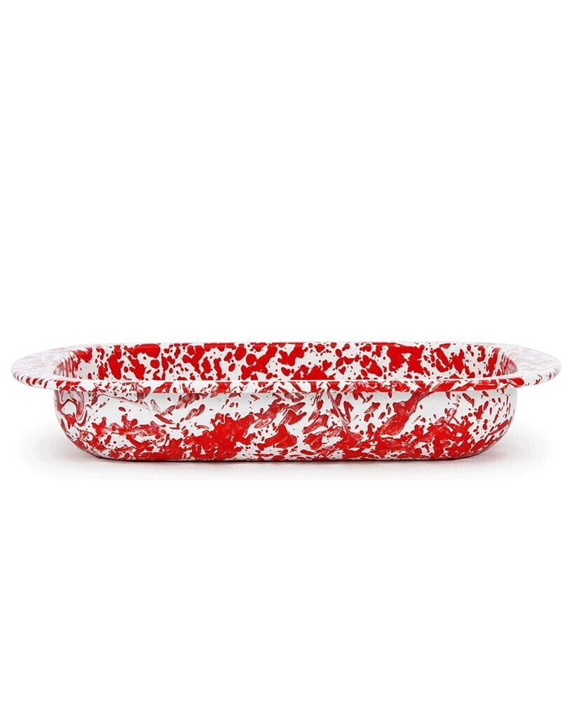 Golden Rabbit red Swirl Enamelware Collection 3 Quart Baking Pan