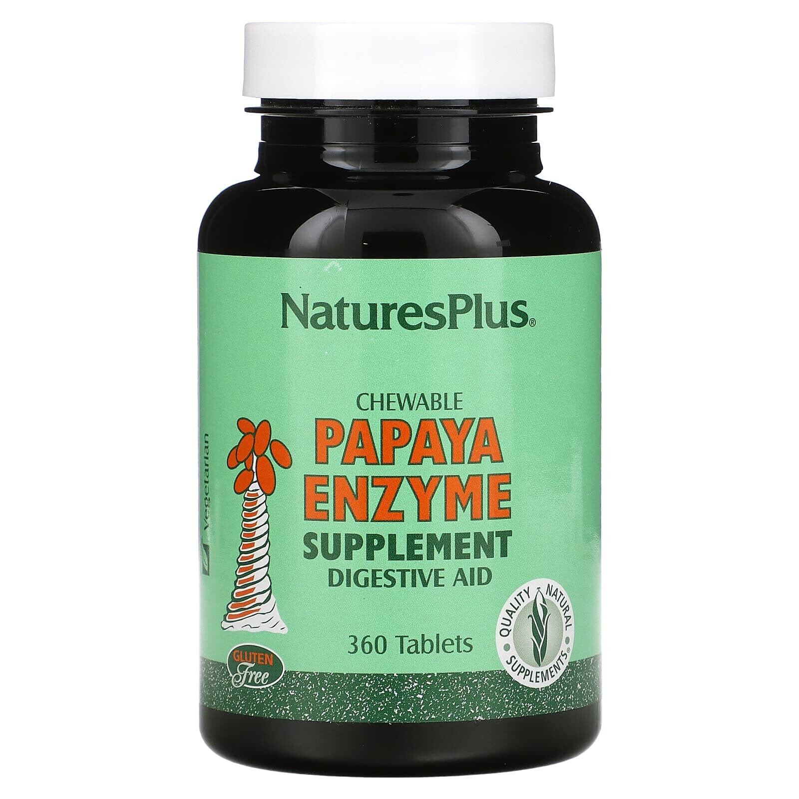 NaturesPlus, Жевательная добавка с ферментами папайи, 180 таблеток