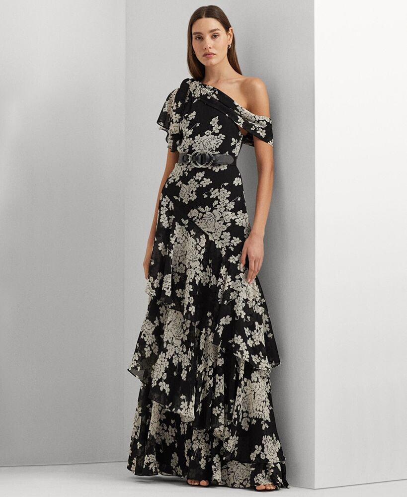 Lauren Ralph Lauren women's One-Shoulder Floral Gown