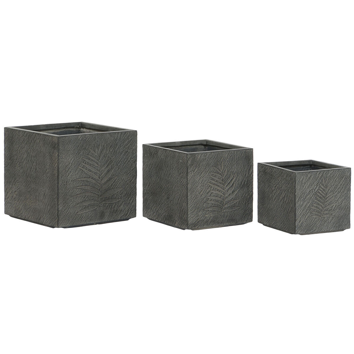 Set of Planters Home ESPRIT Dark grey Fibreglass Magnesium 44,5 x 44,5 x 43 cm (3 Units)