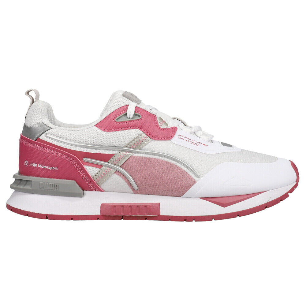 Puma Bmw Mms Mirage Tech Lace Up Mens Pink, White Sneakers Casual Shoes 3074190