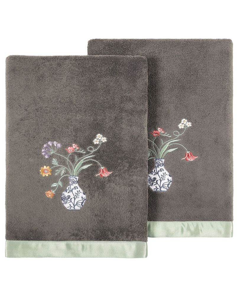 Linum Home textiles Turkish Cotton Stella Embellished Bath Towel Set, 2 Piece