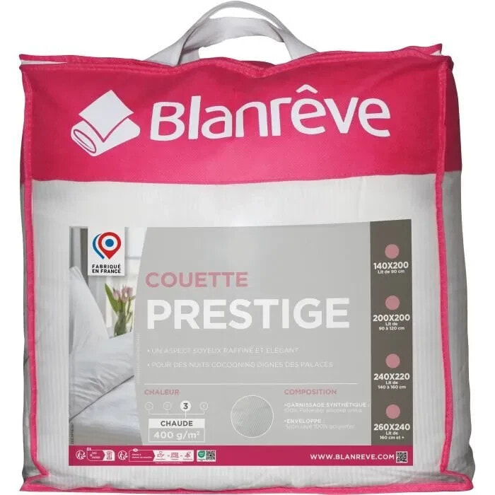 Bettdecke 240x260 cm BLANREVE PRESTIGE - Warm - 100 % Polyester - 2 Personen - Gestreifter Satin