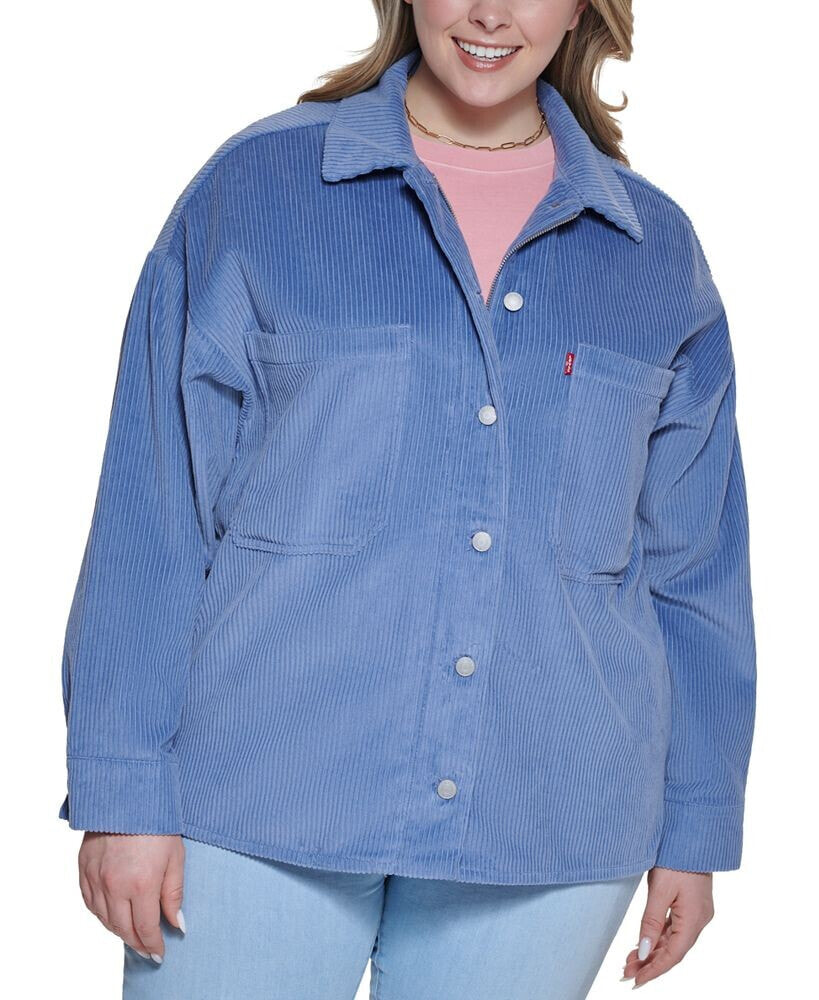 Trendy Plus Size Corduroy Cotton Shacket