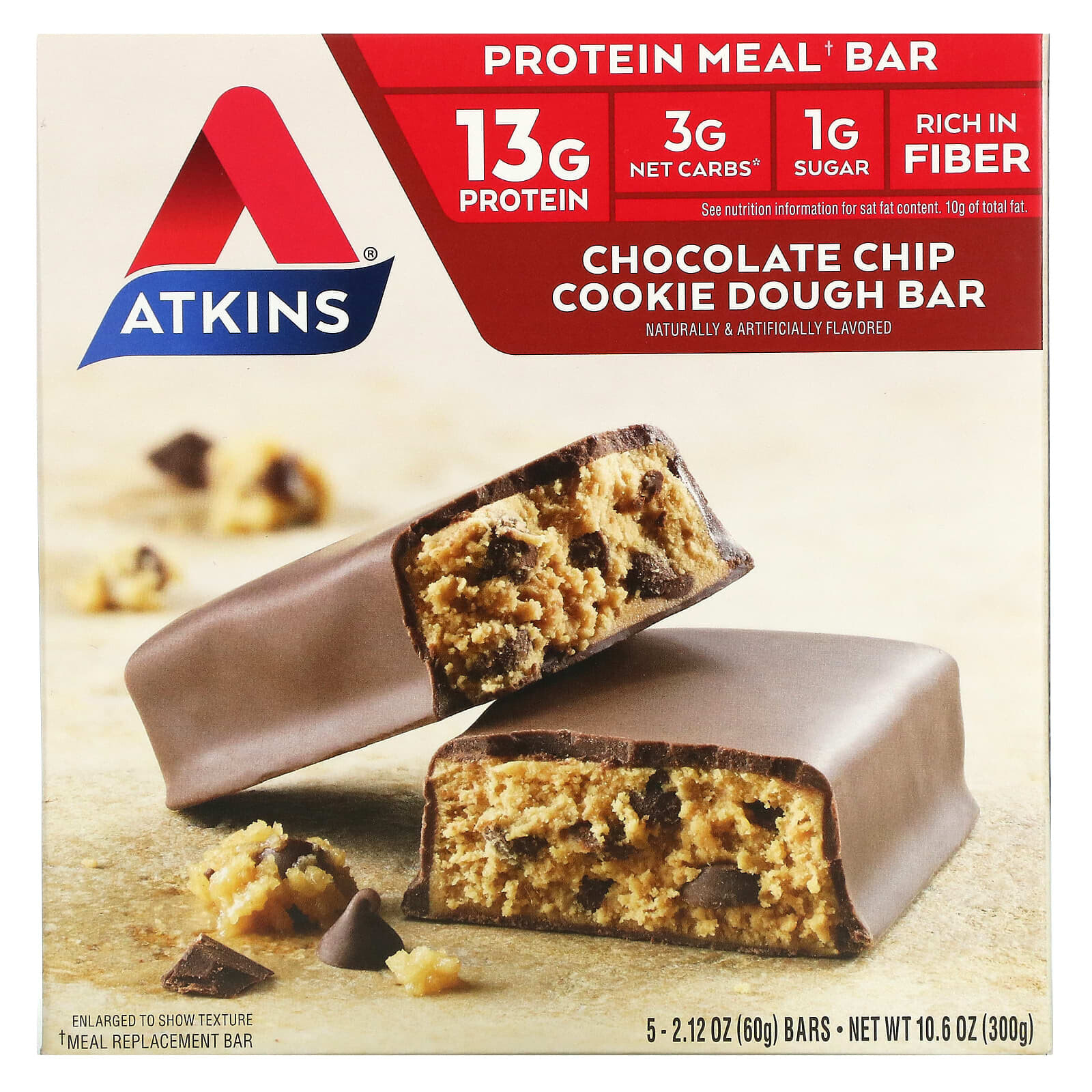 Atkins, протеиновый батончик для перекуса, печенье и сливки, 5 штук по 50 г (1,76 унции)