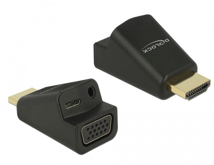 DeLOCK 65895 кабельный разъем/переходник HDMI A VGA & 3.5 mm Audio Черный