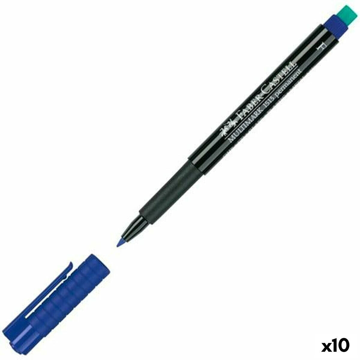 Постоянный маркер Faber-Castell Multimark 1513 F Синий (10 штук)