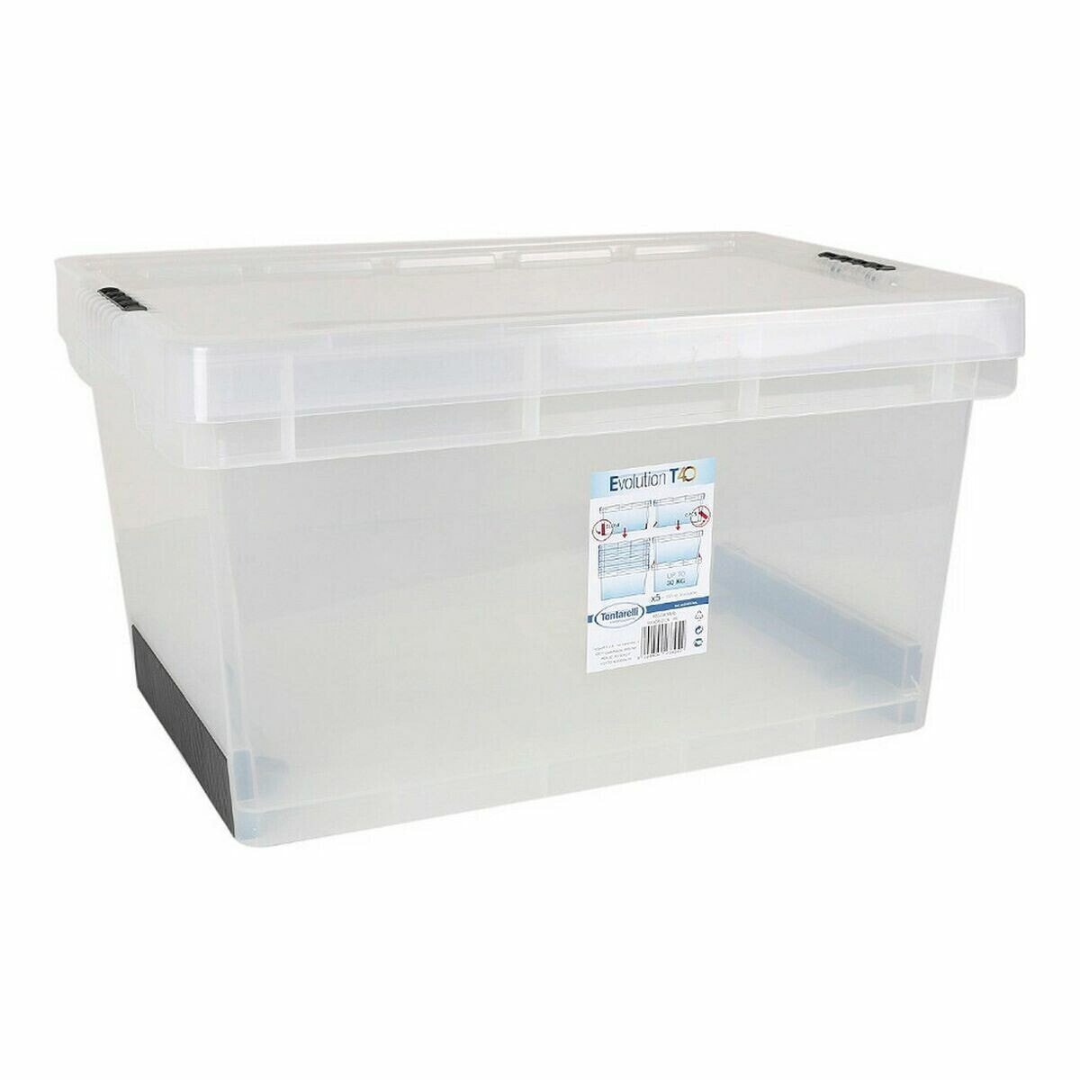 Storage Box with Lid Evolution Transparent 60 x 40 x 31 cm (60 x 40 x 30 cm)