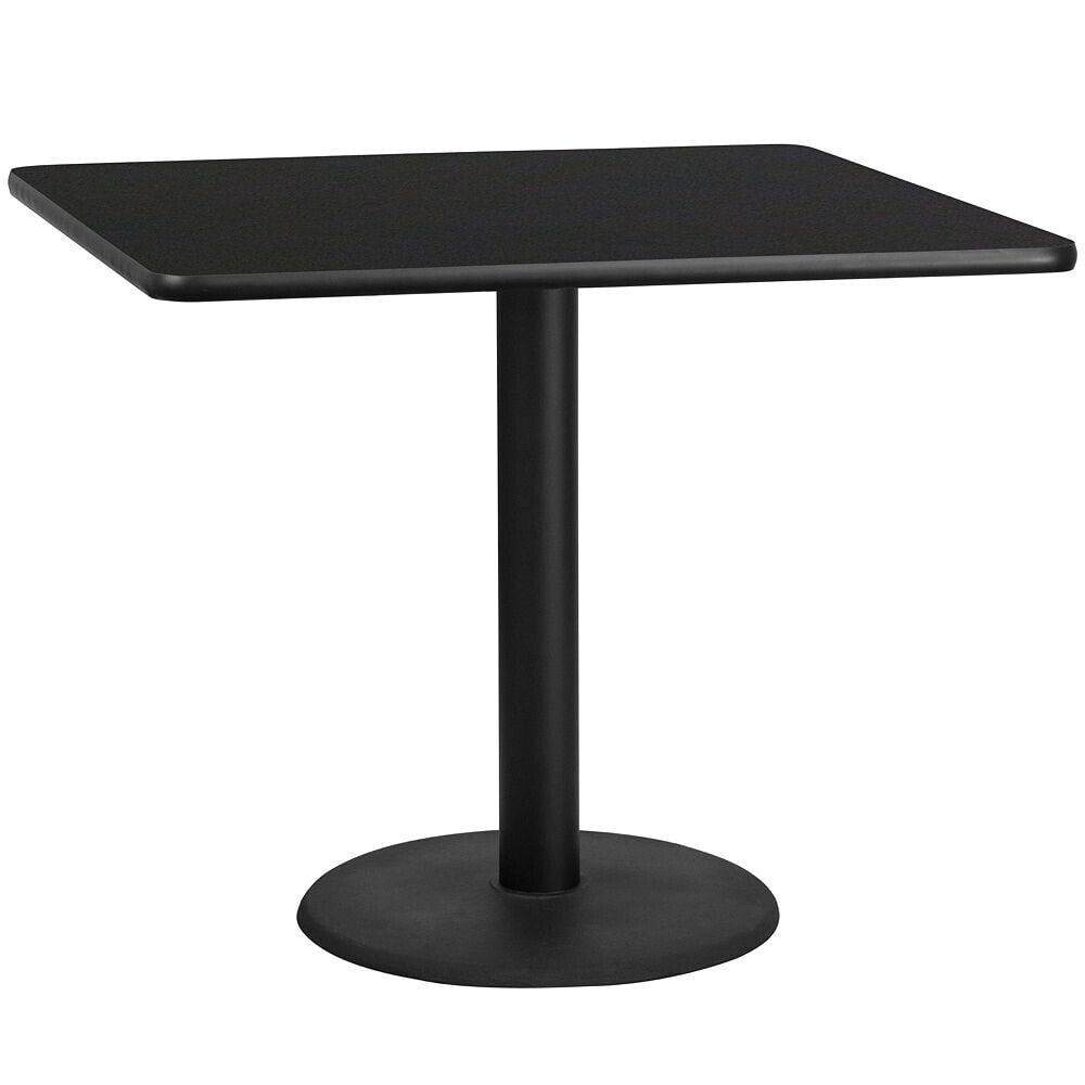 Flash Furniture 42'' Square Black Laminate Table Top With 24'' Round Table Height Base