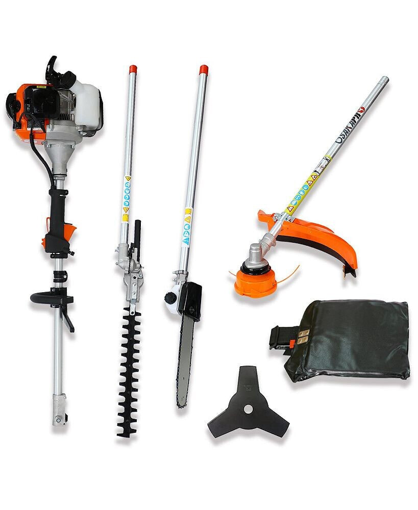 Simplie Fun 4 in 1 Multi-Functional Trimming Tool, 52CC 2-Cycle Garden Tool System with Gas Pole Saw, Hedge Trimmer, Grass Trimmer, and Brush Cutter EPA Compliant
