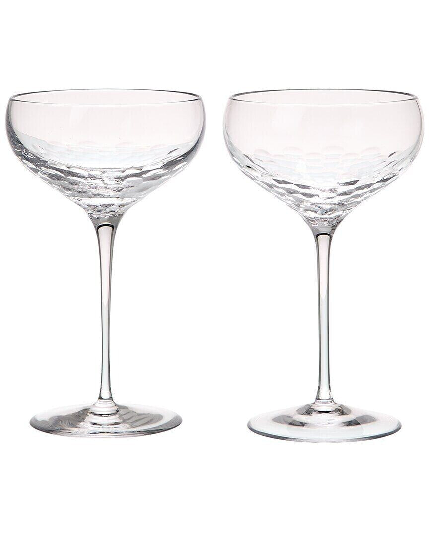 Wedgwood Set Of 2 Vera Wang Sequin Saucer Crystal Champagne Glasses