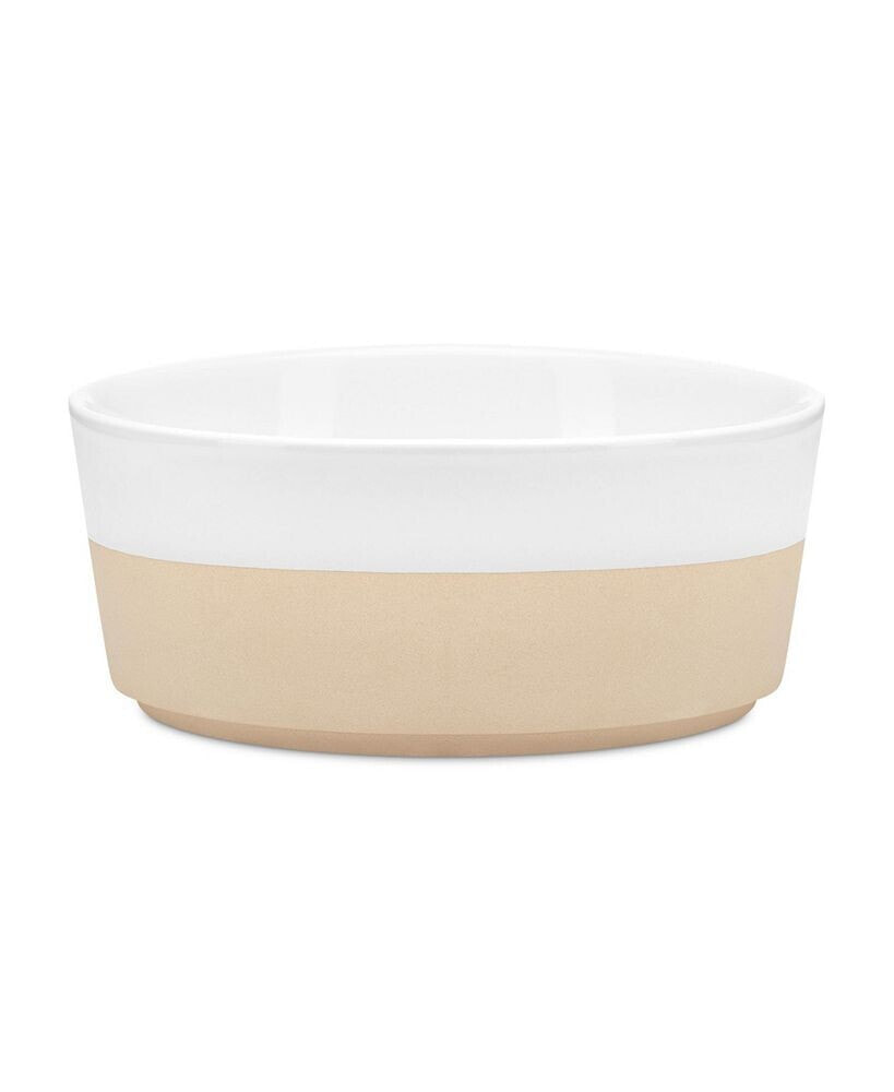 Waggo textured Dipper Ceramic Dog Bowl - White - Small