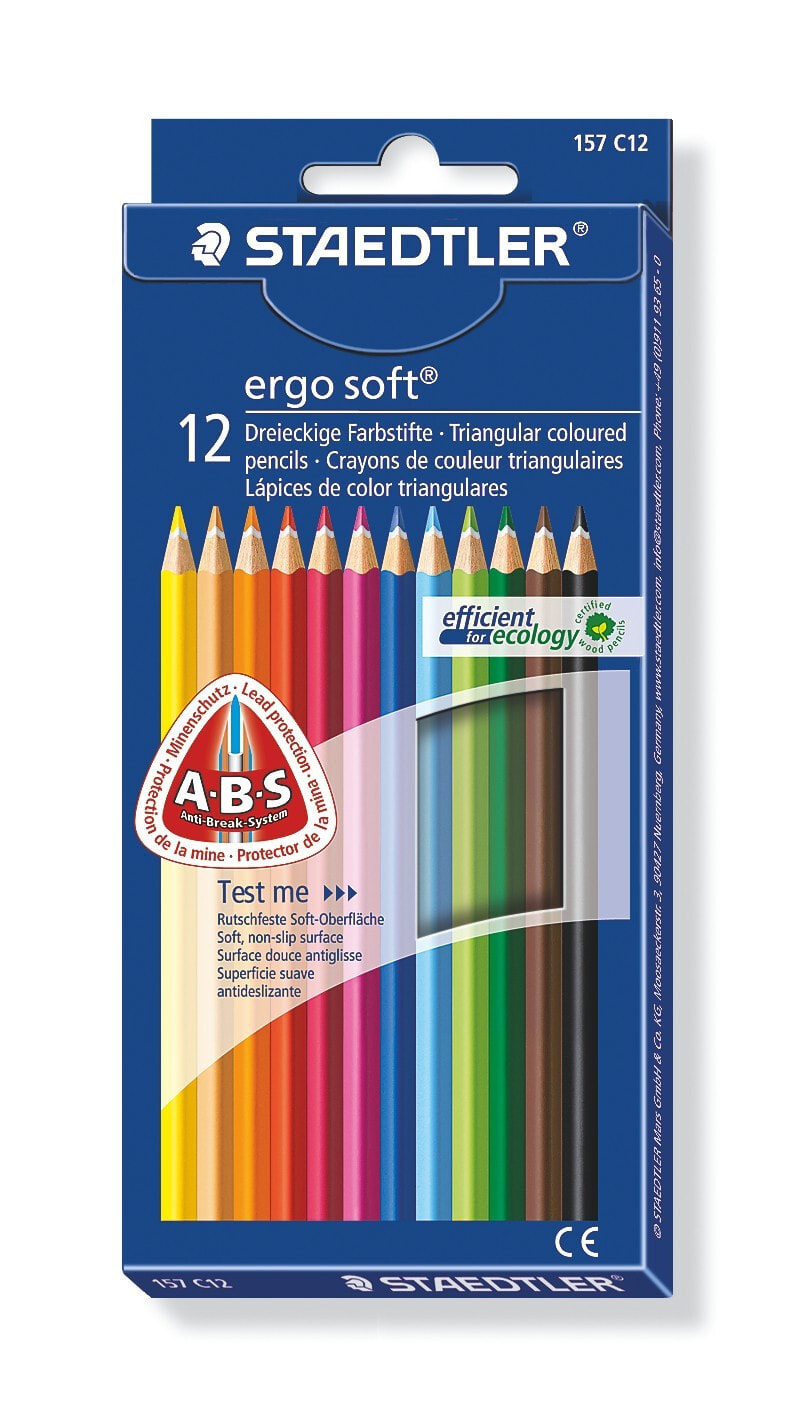 Staedtler ergosoft 157 цветной карандаш 12 шт Черный, Синий, Бордо, Коричневый, Зеленый, Светло-синий, Светло-зеленый, Оранжевый, Персиковый, Красный, Фиолетовый, Желтый 157C12