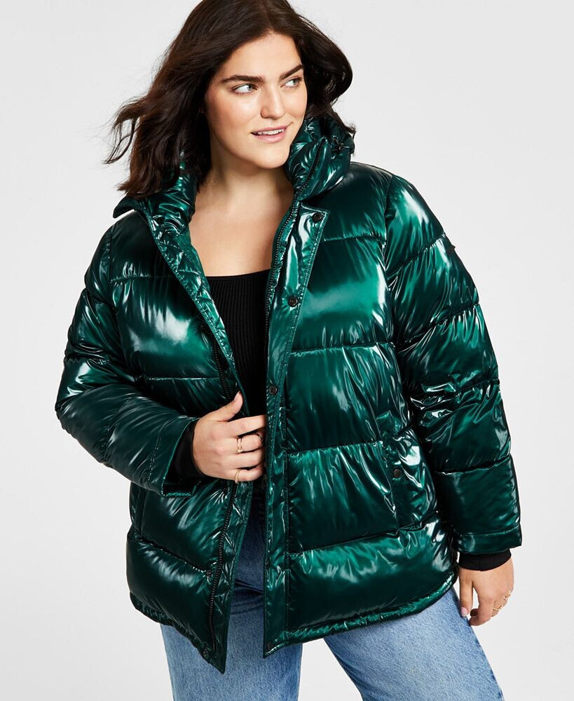 Women s Plus Size High Low Hooded Puffer Coat