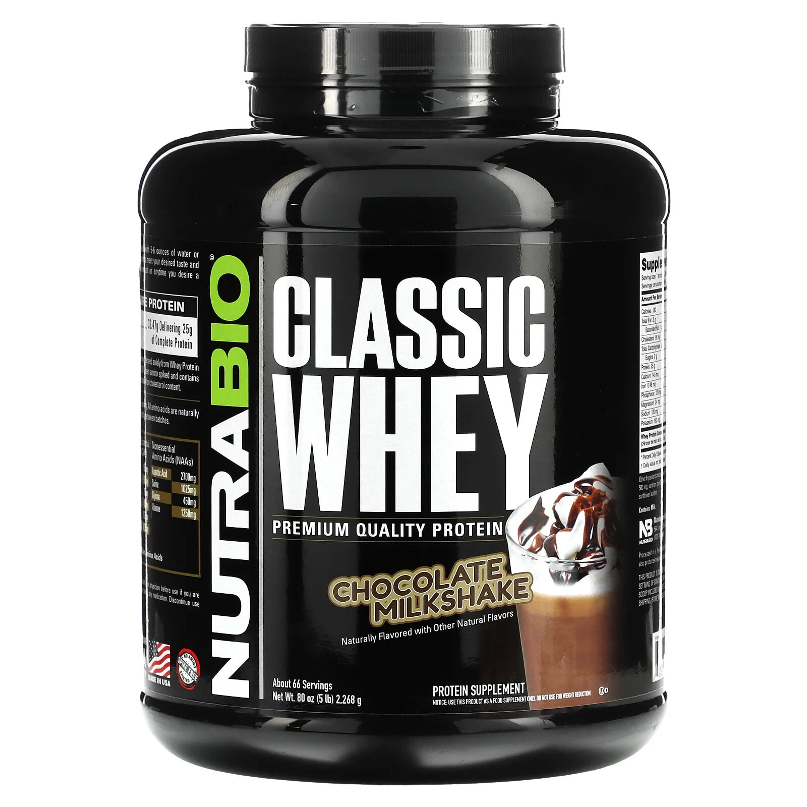 Nutrabio Labs, Classic Whey Protein, клубничное песочное печенье, 2268 г (5 фунтов)