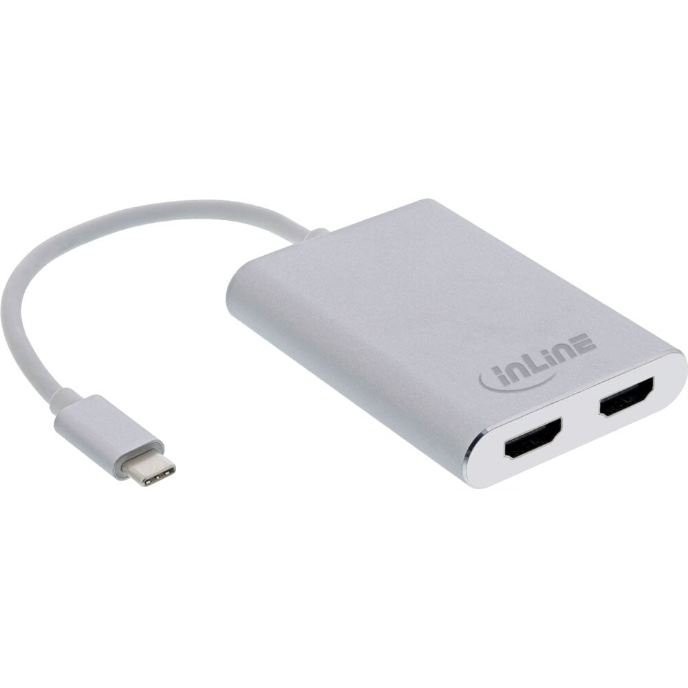 InLine USB Dual Display Converter - USB Type-C to 2x HDMI F - 4K/60Hz - white - 0.1 m - USB Type-C - 2 x HDMI - Male - Female - Straight