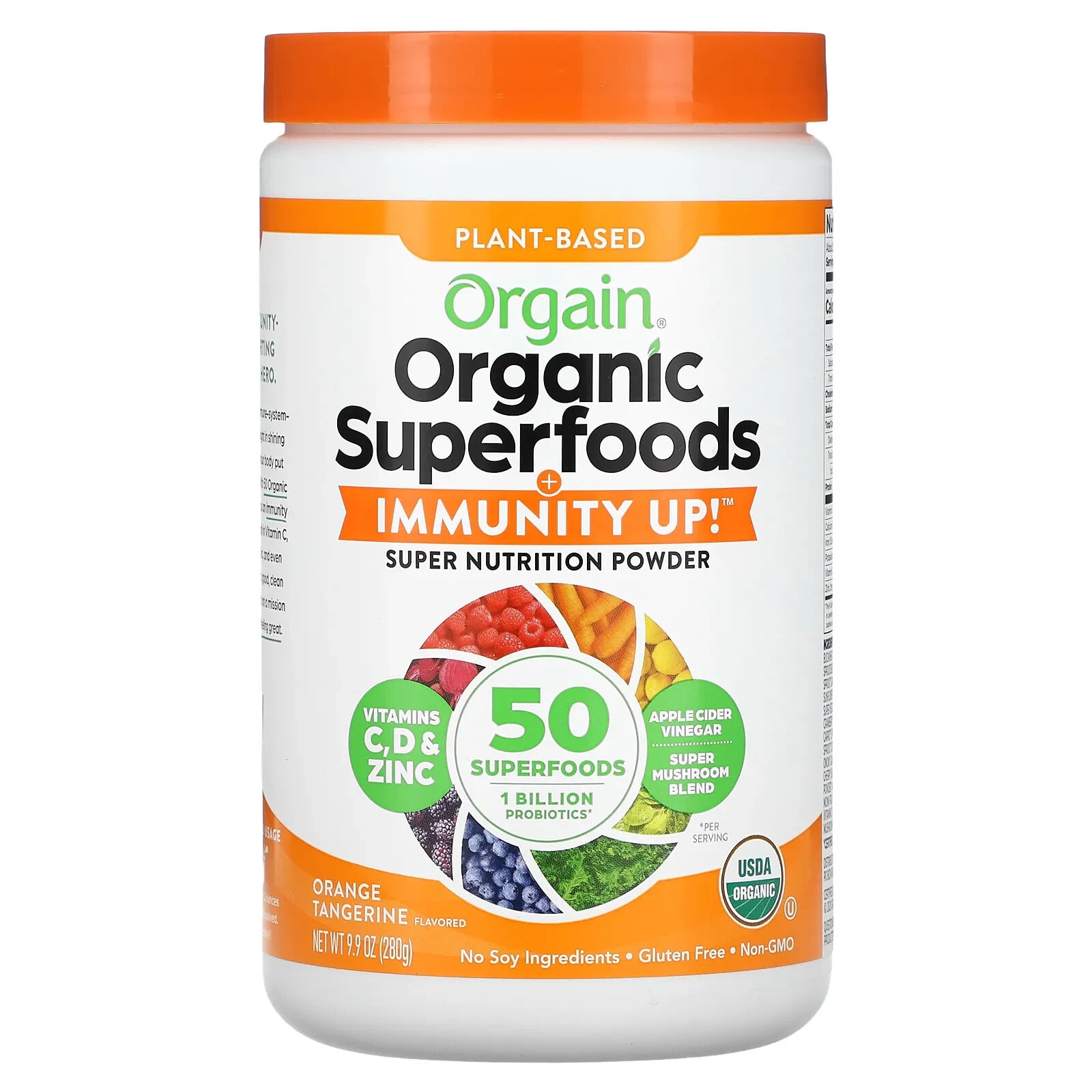 Organic Superfoods + Immunity Up, Orange Tangerine, 9.9 oz (280 g)