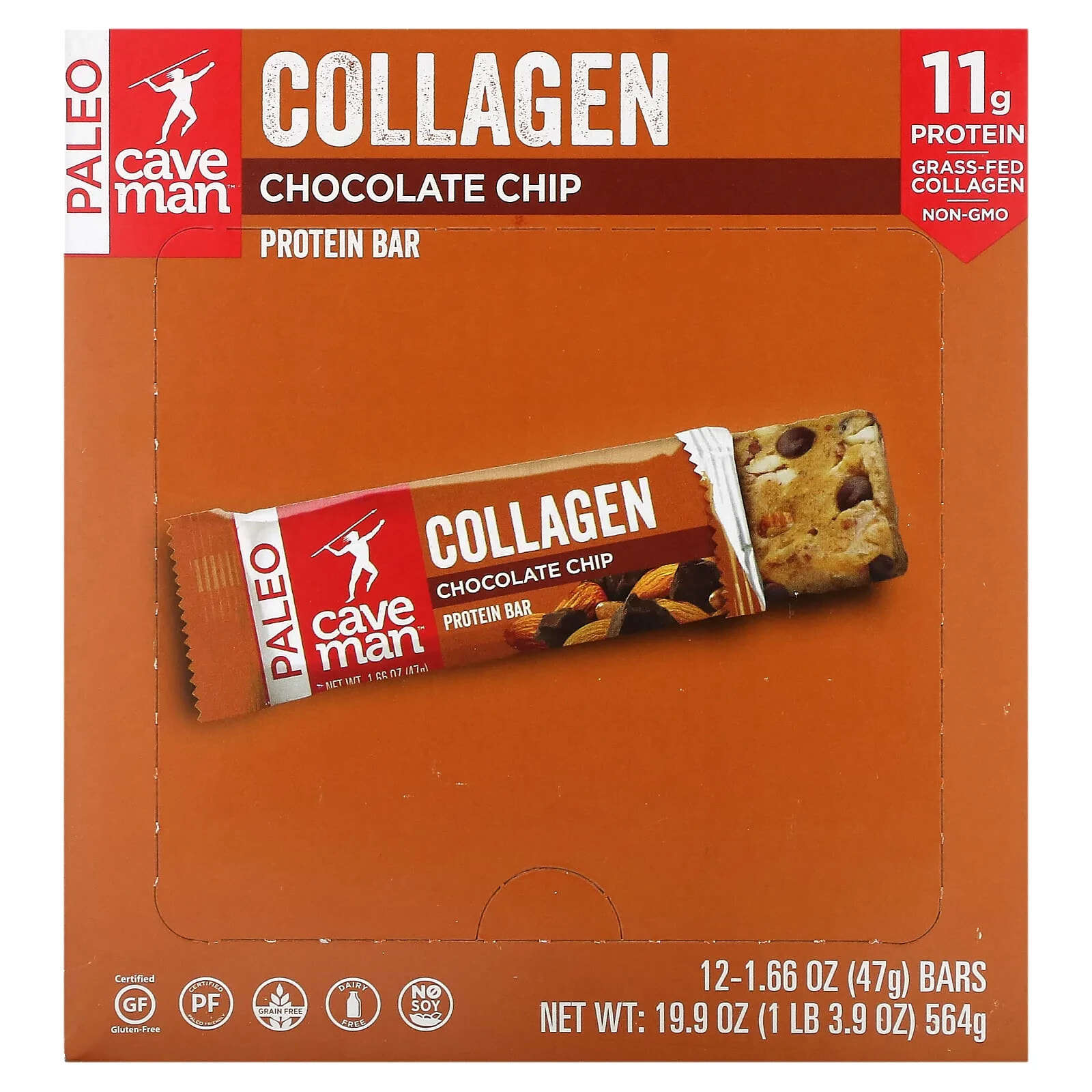 Collagen Protein Bar, Chocolate Walnut, 12 Bars, 1.66 oz (47 g) Each