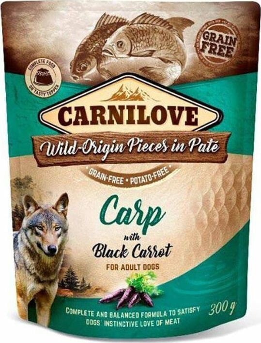 CARNILOVE Carnilove Dog Pouch Carp & Black Carrot - grain-free wet food for dogs, carp with black carrot, sachet 300g universal