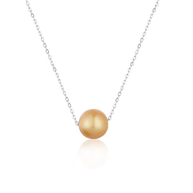 Silver necklace with a gold pearl from the South Pacific JL0727