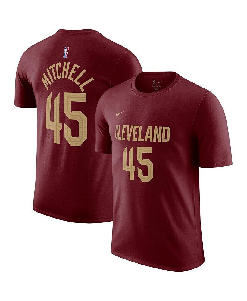 Nike men's Donovan Mitchell Burgundy Cleveland Cavaliers Icon 2022/23 Name and Number T-shirt