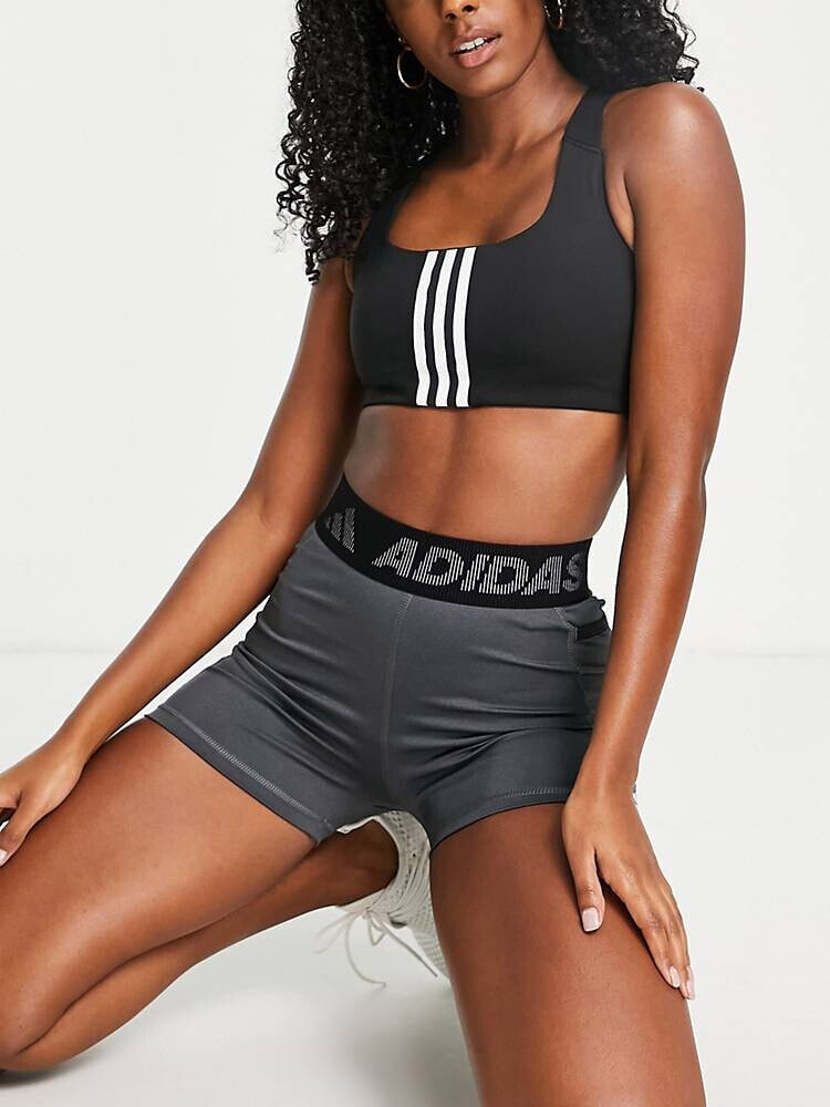adidas Training 3 Stripe design mid-support sports bra in black Adidas  Размер: XS A-C Cup купить от 8496 рублей в интернет-магазине MALL