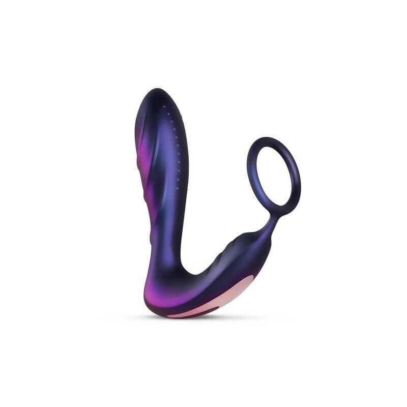 Плаг или анальная пробка Hueman Black Hole Butt Plug with Penis/Testicles Ring with Remote Control USB