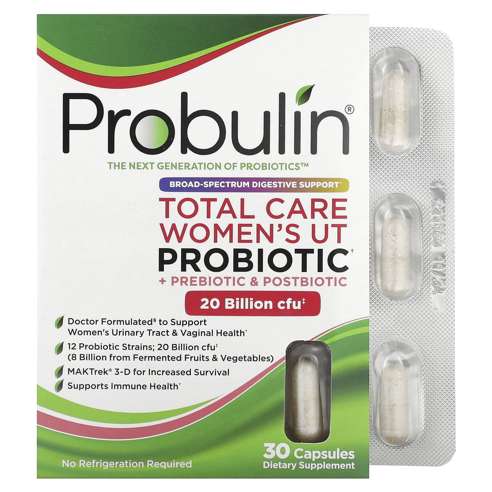 Probulin, Total Care, пробиотик для женской мочевыделительной системы, 20 млрд КОЕ, 30 капсул