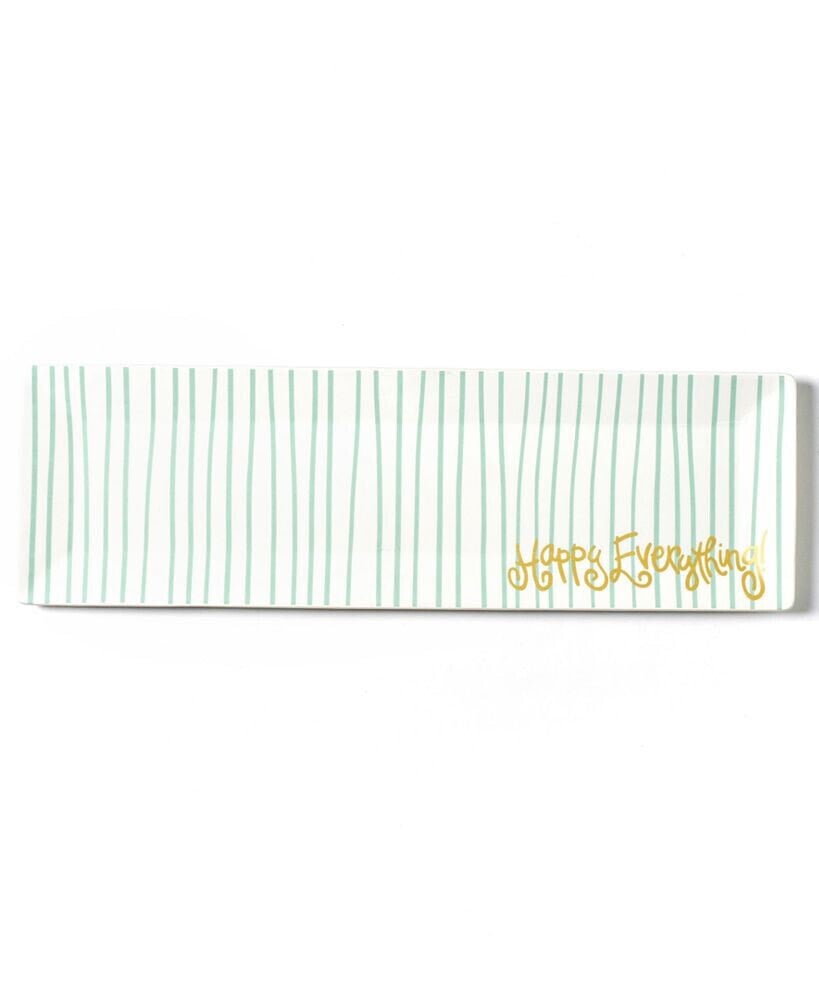 Happy Everything Mint Stripe Skinny Rectangle Tray