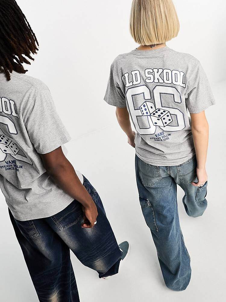 Vans – Unisex – T-Shirt in Grau mit „Steady Rollin“-Rückenprint