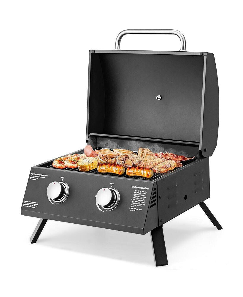 SUGIFT 2-Burner Propane Gas Grill 20000 BTU Outdoor Portable with Thermometer