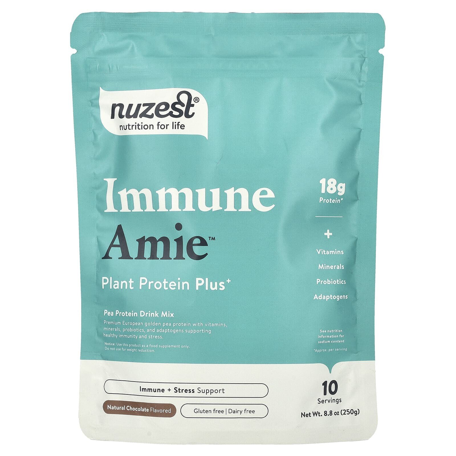 Immune Amie™, Plant Protein Plus+, Natural Chocolate, 8.8 oz (250 g)