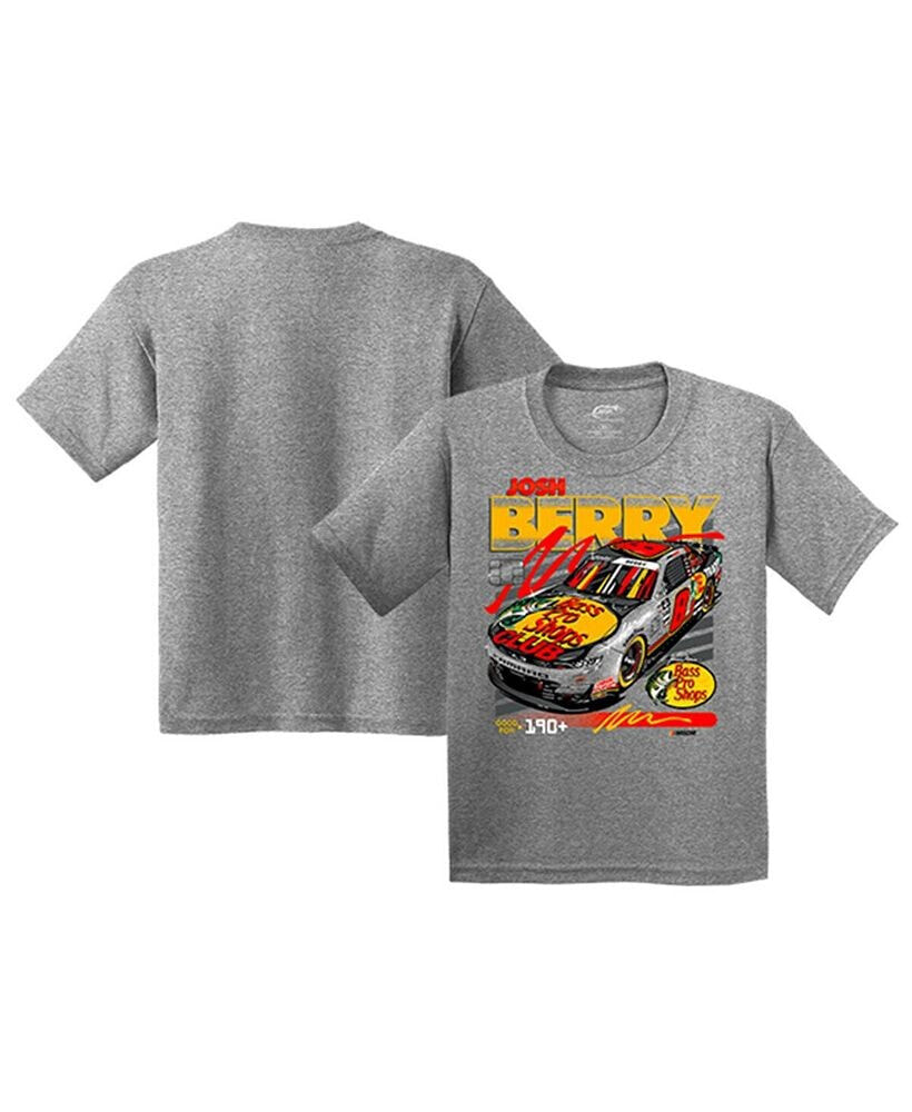 JR Motorsports Official Team Apparel big Boys and Girls Heather Gray Josh Berry 2023 #8 Bass Pro Shops T-shirt